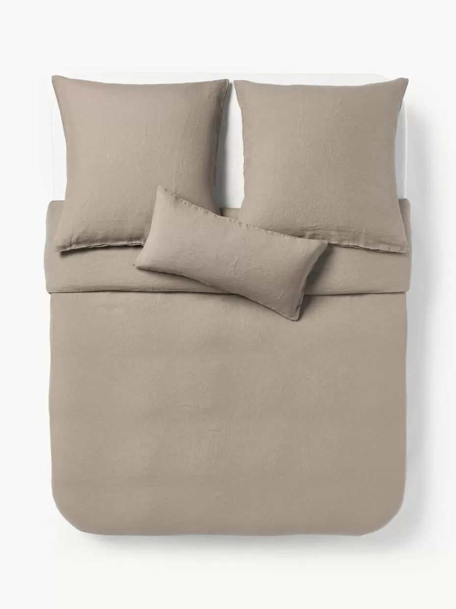 Bettwäsche-Westwing Collection Gewaschener Leinen-Bettdeckenbezug Airy Beige