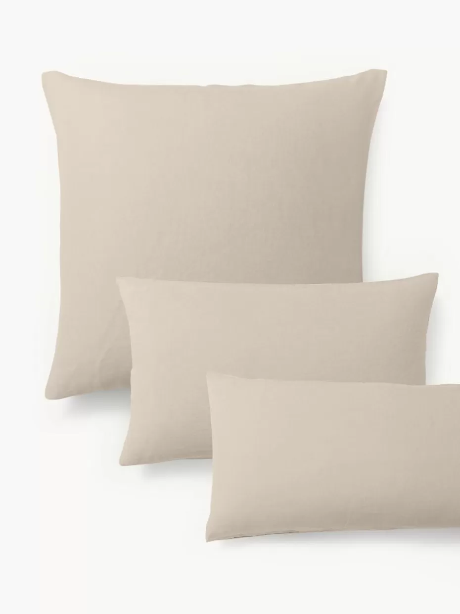 Kopfkissenbezüge-Westwing Collection Gewaschener Leinen-Kopfkissenbezug Airy Taupe