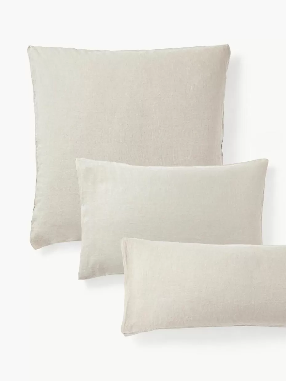Kopfkissenbezüge-Westwing Collection Gewaschener Leinen-Kopfkissenbezug Airy Hellbeige