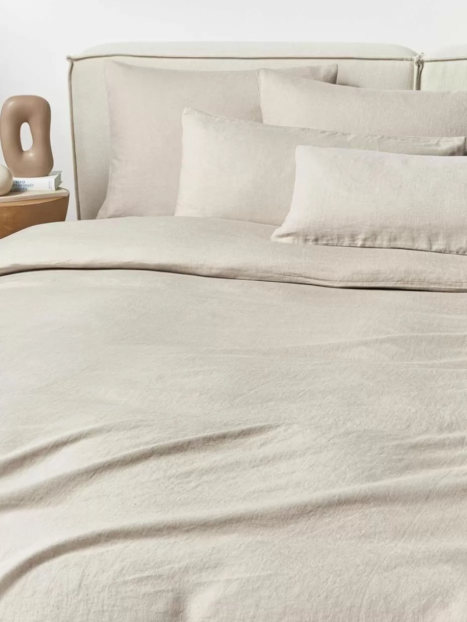 Kopfkissenbezüge-Westwing Collection Gewaschener Leinen-Kopfkissenbezug Airy Hellbeige