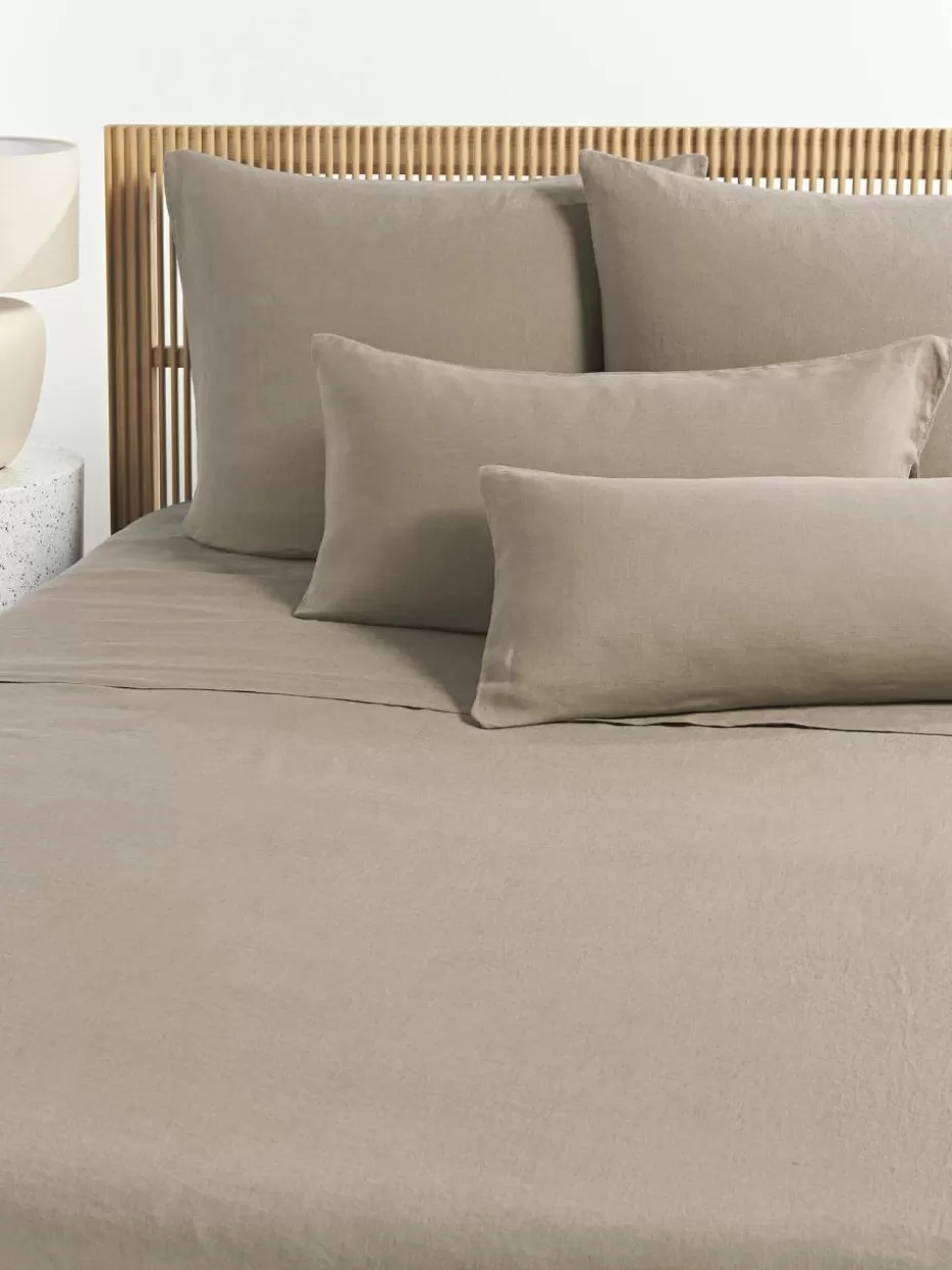 Betttücher-Westwing Collection Gewaschenes Leinen-Betttuch Airy Beige