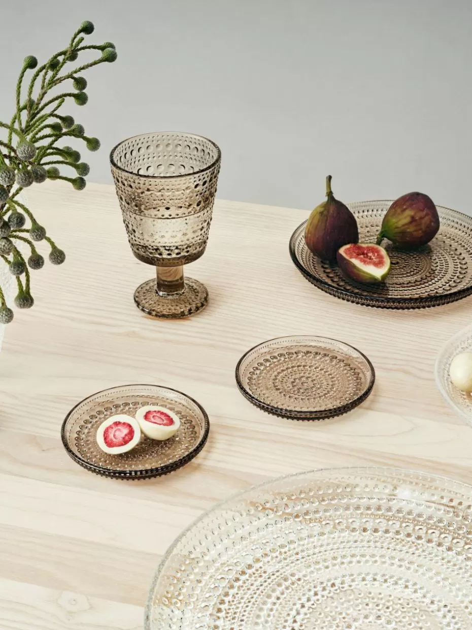 Teller-iittala Glas-Kuchenteller Kastehelmi Dunkelgrau, transparent