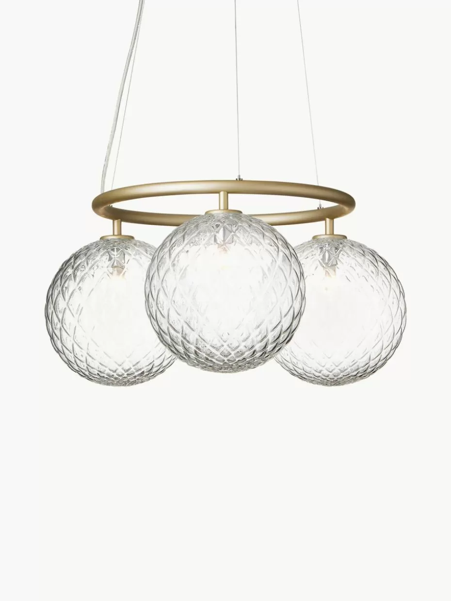 Kronleuchter-Nuura Glaskugel-Pendelleuchte Miira Goldfarben, Transparent