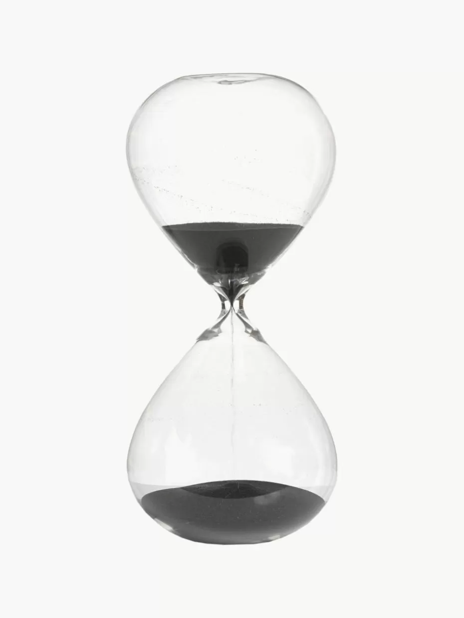 Deko-Objekte-Pols Potten Glas-Sanduhr Ball, 90 Minuten Schwarz