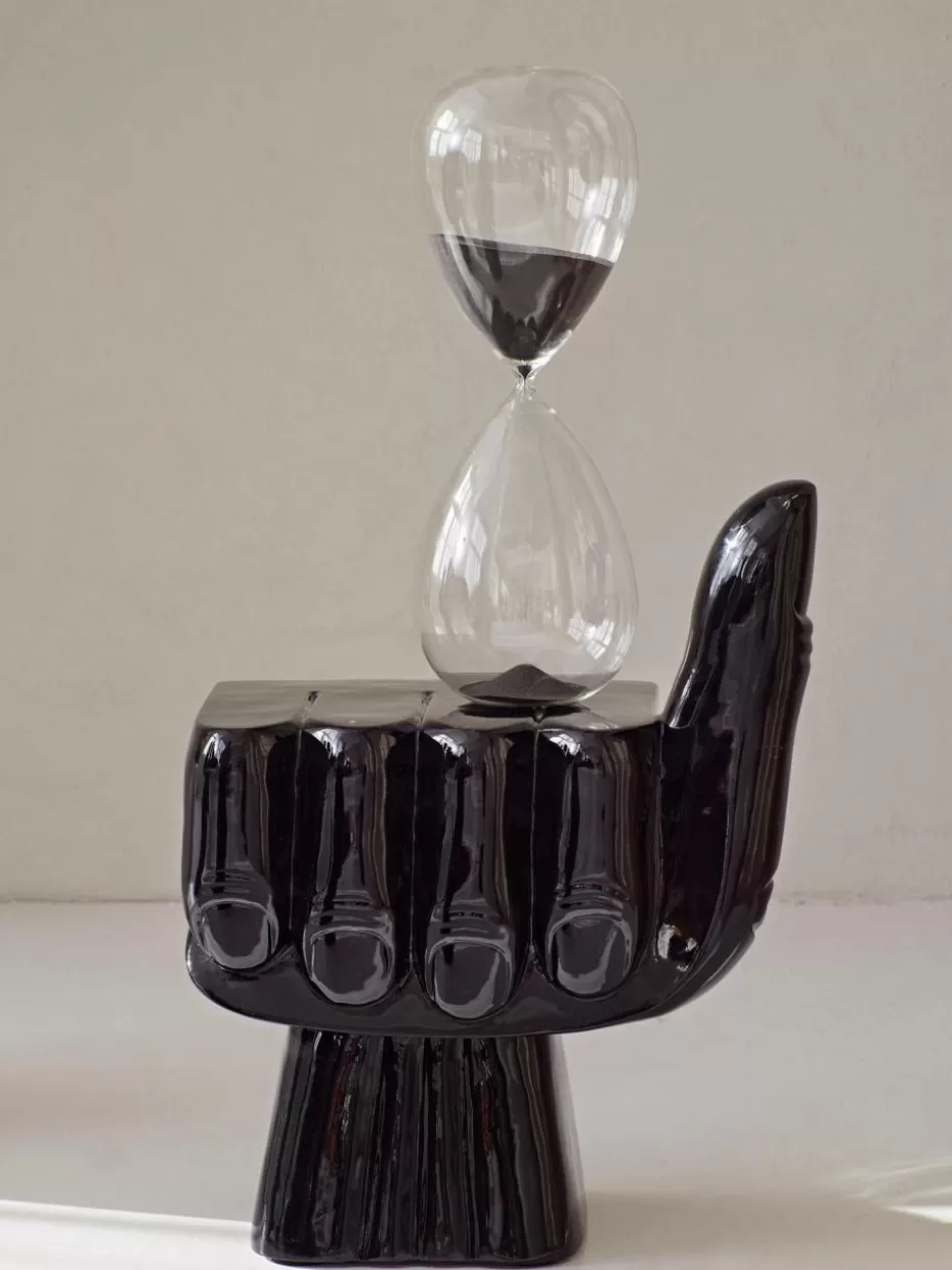 Deko-Objekte-Pols Potten Glas-Sanduhr Ball, 90 Minuten Schwarz