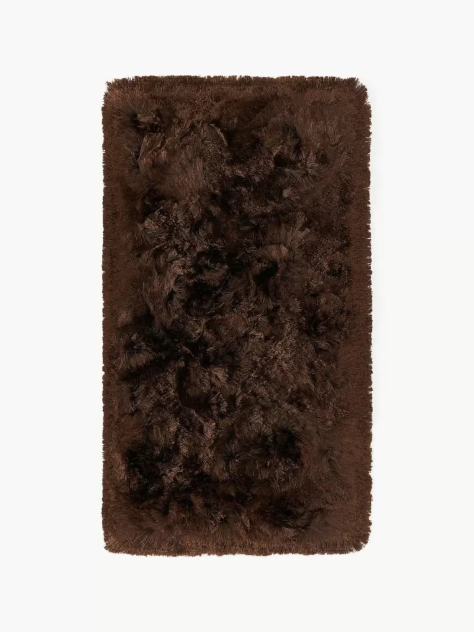 Rechteckige Teppiche-Westwing Collection Glänzender Langflor-Teppich Jimmy Dunkelbraun