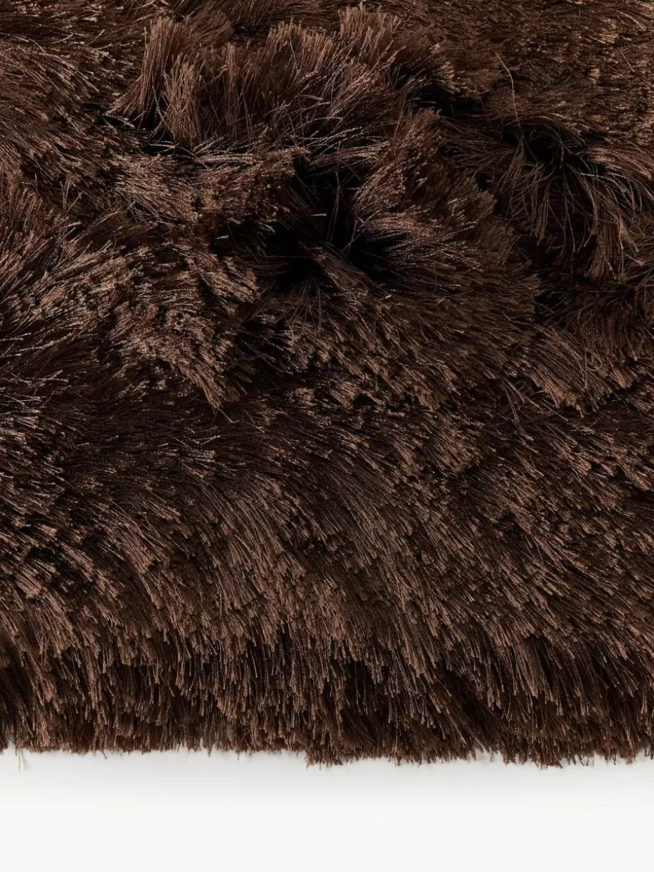 Rechteckige Teppiche-Westwing Collection Glänzender Langflor-Teppich Jimmy Dunkelbraun