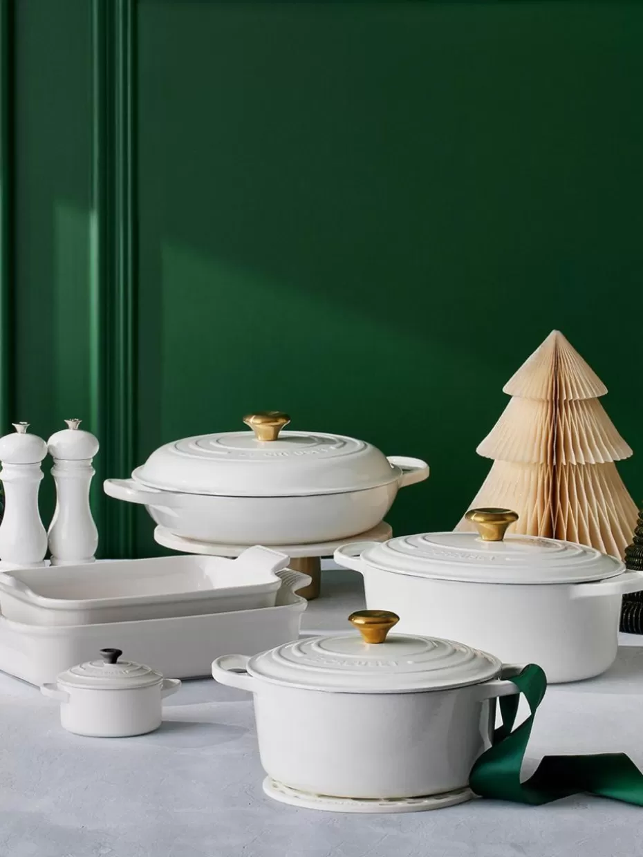 Töpfe-Le Creuset Gourmet-Profitopf Signature Collection aus Gusseisen Weiß, Goldfarben