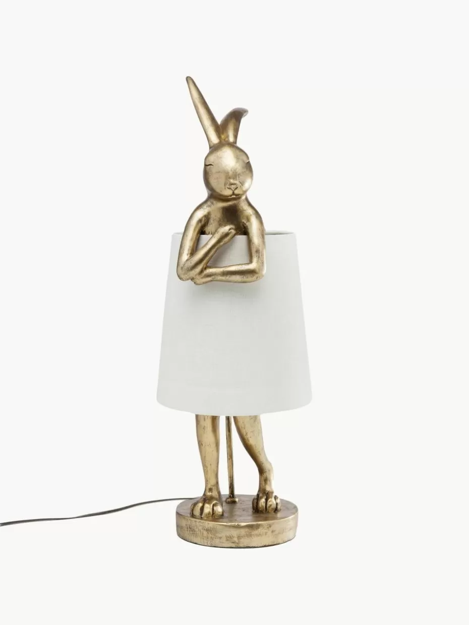 Nachttischlampen-Kare Design Große Design Tischlampe Rabbit Weiß, Goldfarben