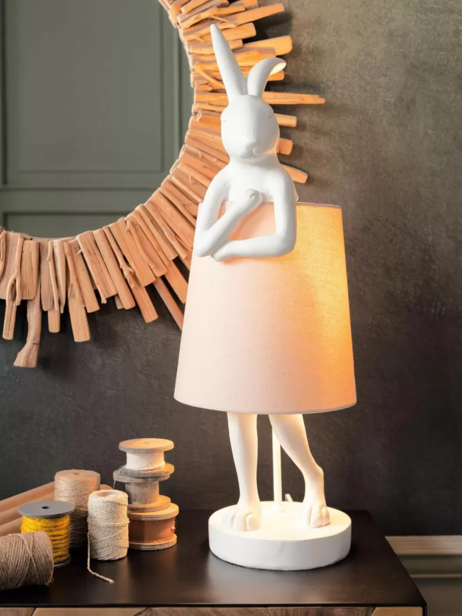 Nachttischlampen-Kare Design Große Design Tischlampe Rabbit Weiß, Hellrosa