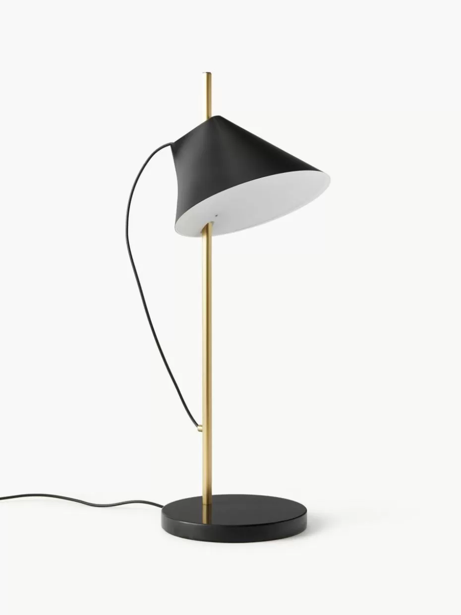 Led-Tischleuchten-Louis Poulsen Große dimmbare LED-Tischlampe Yuh mit Timerfunktion Schwarz, marmoriert, Messing