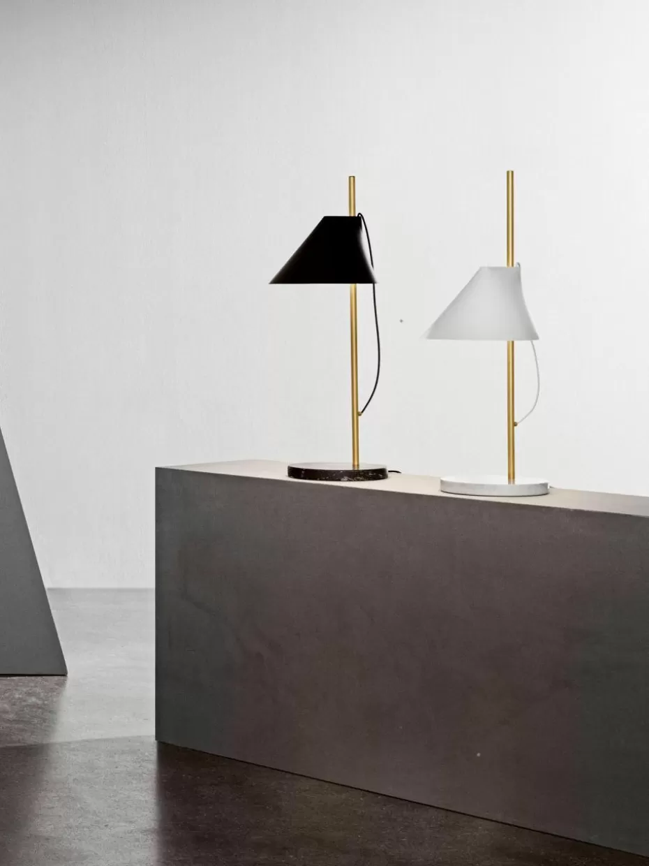 Led-Tischleuchten-Louis Poulsen Große dimmbare LED-Tischlampe Yuh mit Timerfunktion Weiß, marmoriert, Messing