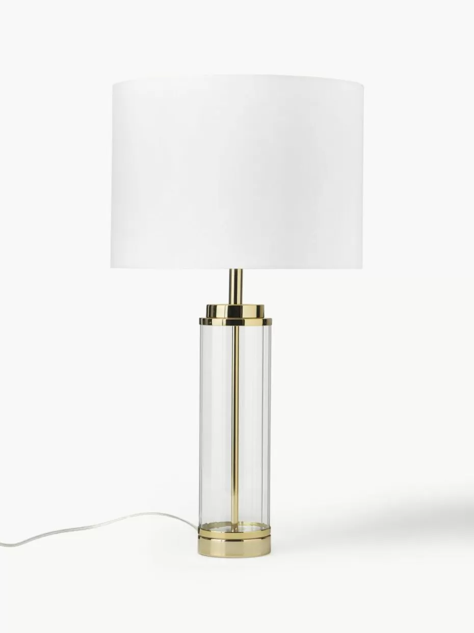 Nachttischlampen-Westwing Collection Große Glam-Tischlampe Gabor mit Glasfuß