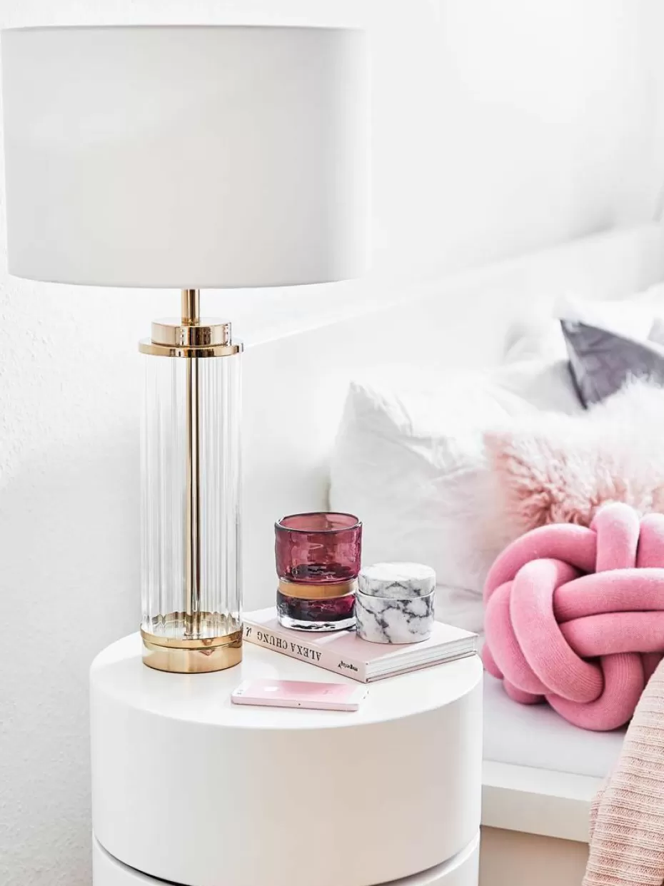 Nachttischlampen-Westwing Collection Große Glam-Tischlampe Gabor mit Glasfuß