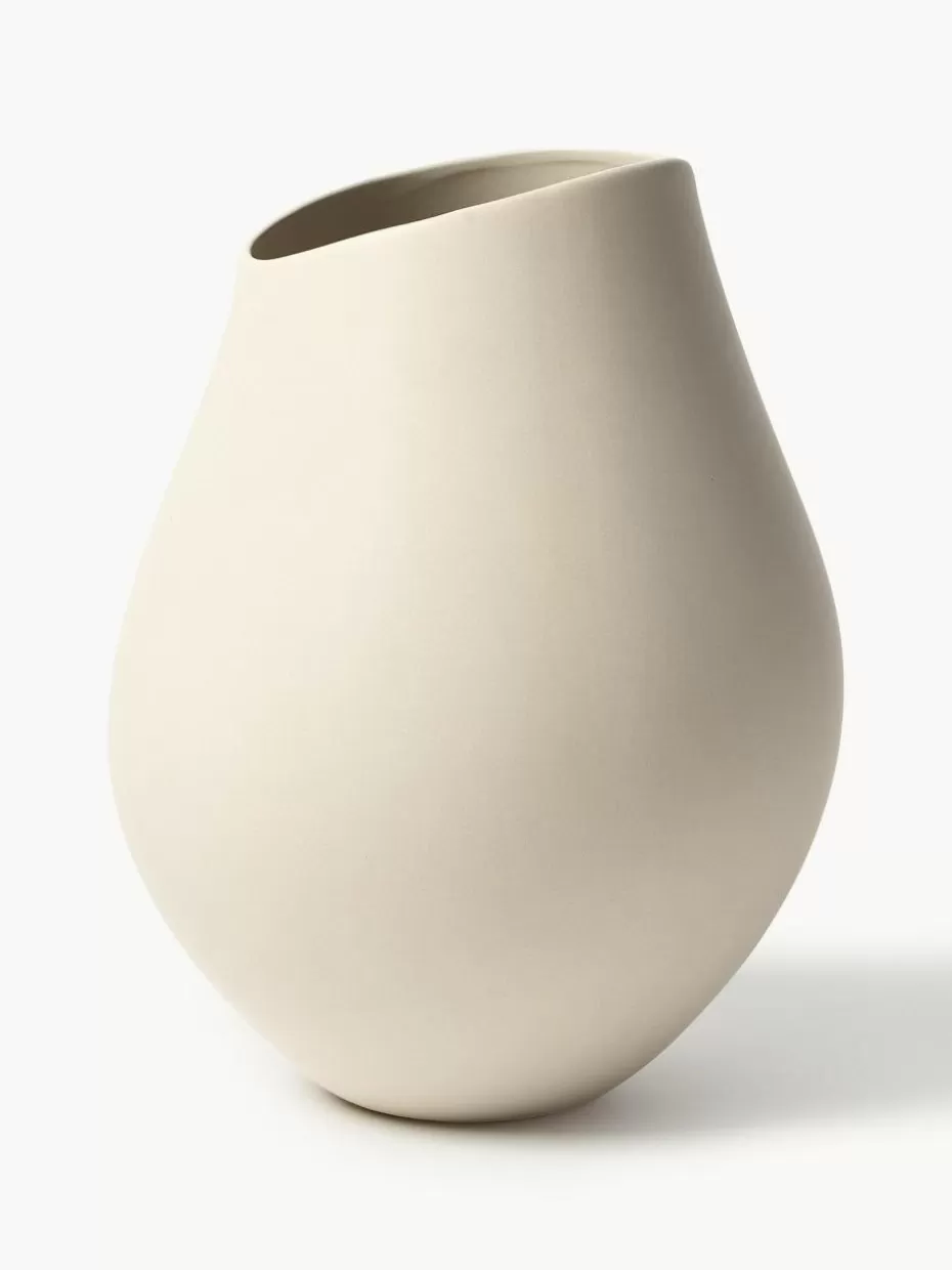 Vasen-Westwing Collection Große handgefertigte Vase Opium aus Steingut, H 39 cm Hellbeige