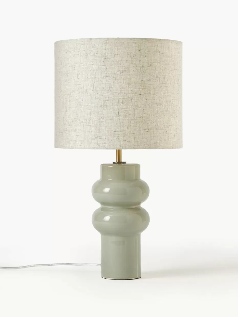 Nachttischlampen-Westwing Collection Große Keramik-Tischlampe Christine Hellbeige, Olivgrün