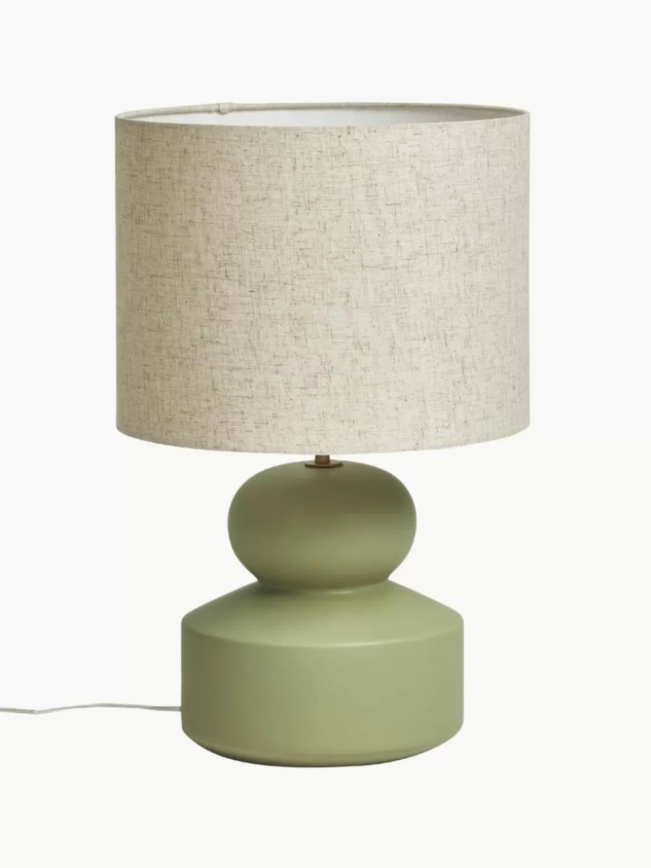 Nachttischlampen-Westwing Collection Große Keramik-Tischlampe Georgina Beige, Hellgrün