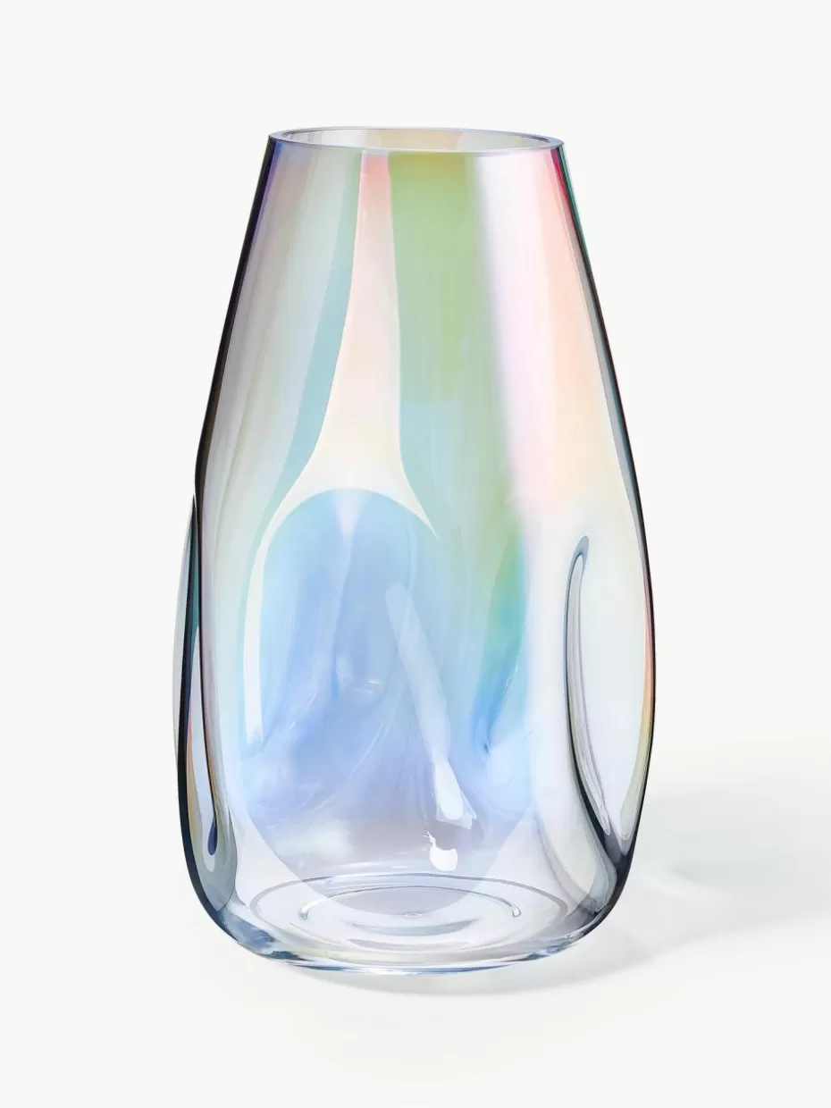 Vasen-Westwing Collection Große mundgeblasene Glas-Vase Rainbow, H 35 cm Transparent, irisierend