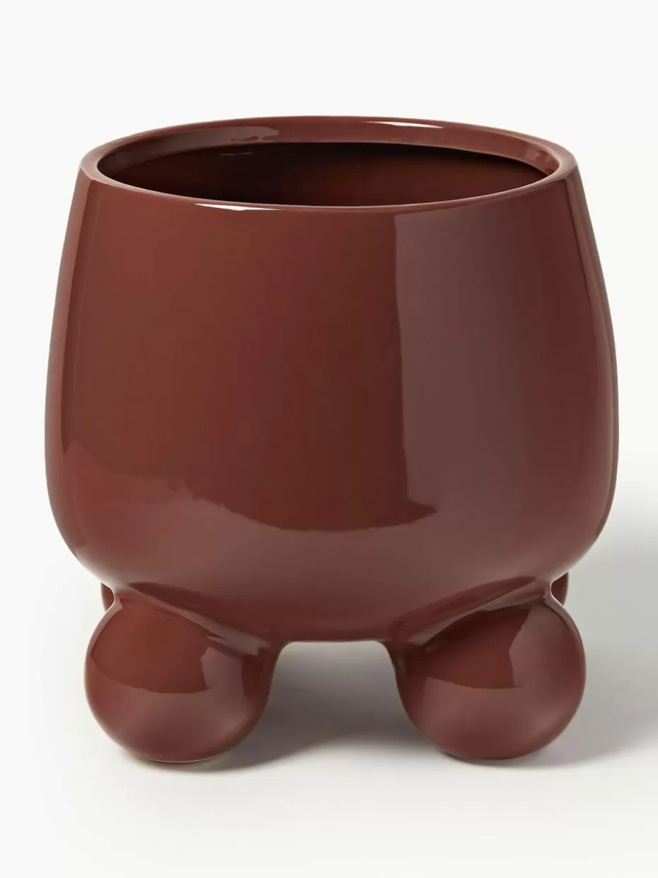 Blumentöpfe-Westwing Collection Großer Übertopf Olea, H 32 cm Rostrot, glänzend