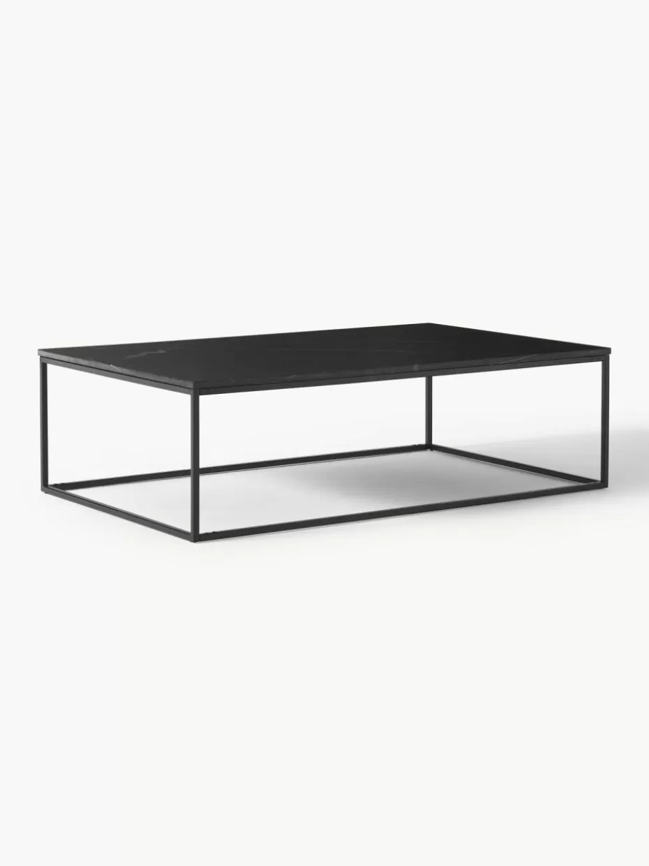 Couchtische-Westwing Collection Großer Marmor-Couchtisch Alys Schwarz marmoriert, Schwarz