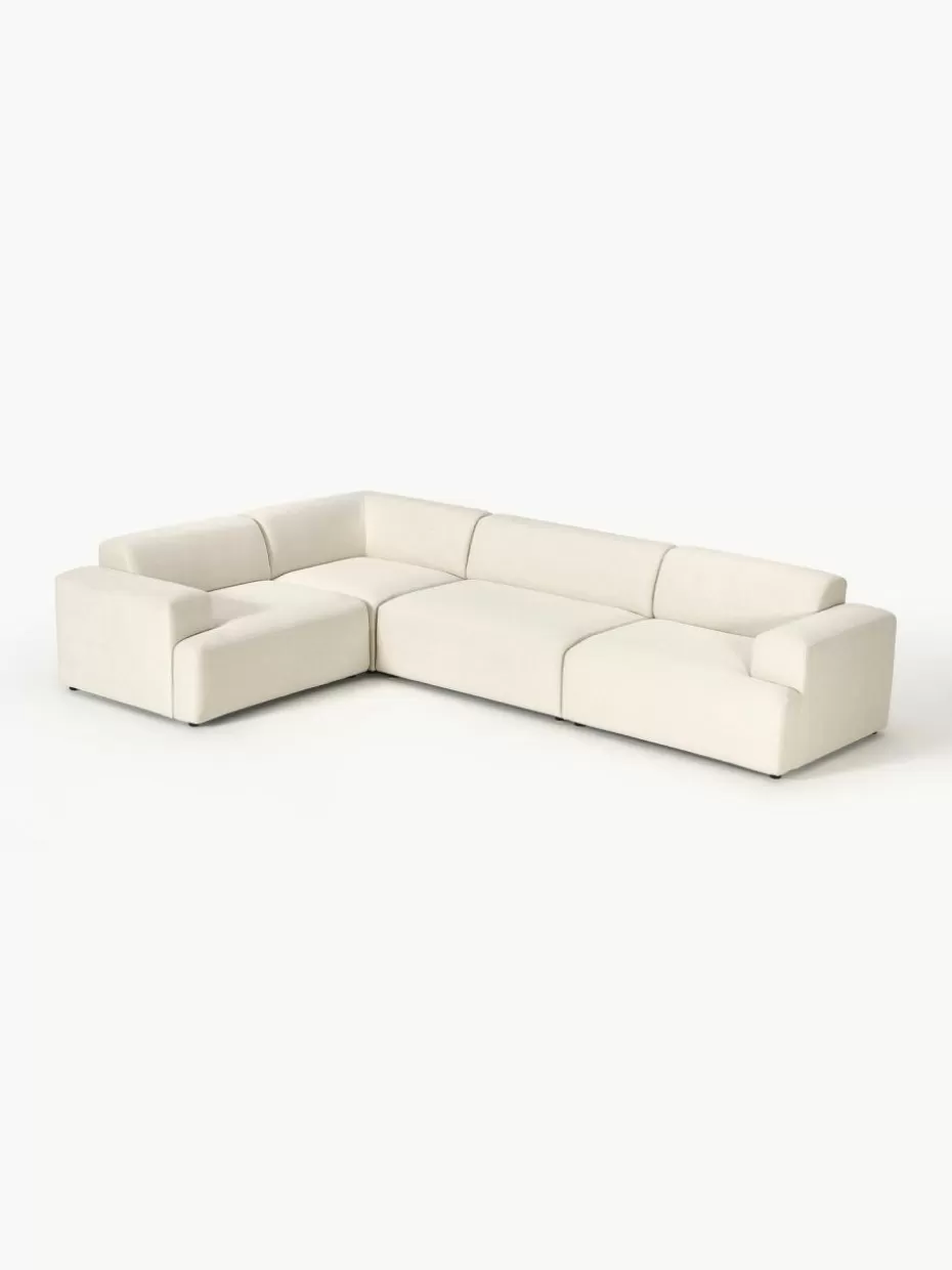 Sofas | Sofaserien-Westwing Collection Großes Ecksofa Melva (4-Sitzer) Webstoff Off White