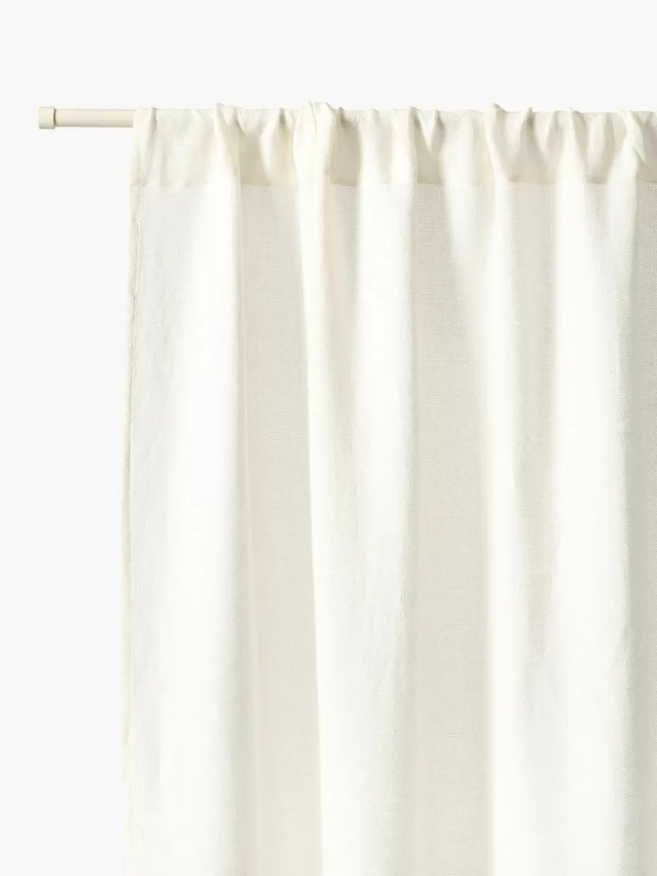 Vorhänge-Westwing Collection Halbtransparente Gardine Harmony mit Tunnelsaum, 2 Stück Off White