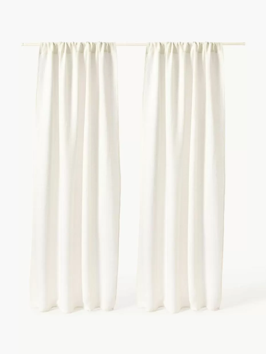 Vorhänge-Westwing Collection Halbtransparente Gardine Harmony mit Tunnelsaum, 2 Stück Off White