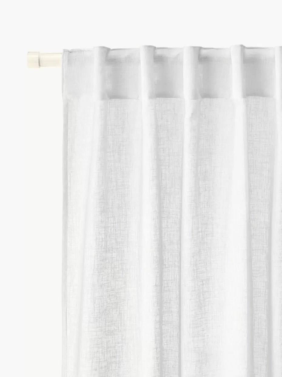 Vorhänge-Westwing Collection Halbtransparente Gardine Ibiza mit Schlaufenaufhängung, 2 Stück Weiß