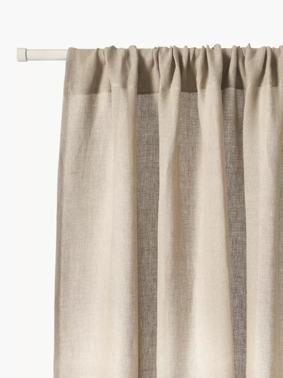 Vorhänge-Westwing Collection Halbtransparente Gardinen Harmony mit Tunnelsaum, 2 Stück Beige