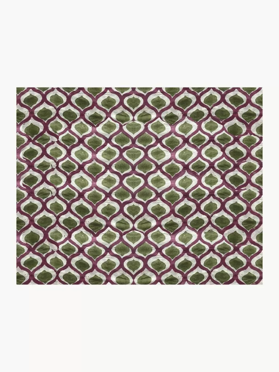Tischsets-Les Ottomans Handbedruckte Baumwoll-Tischsets Azra, 4 Stück