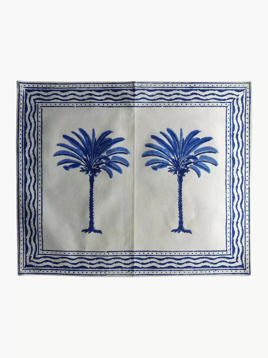 Tischsets-Les Ottomans Handbedruckte Baumwoll-Tischsets The Palms, 4 Stück