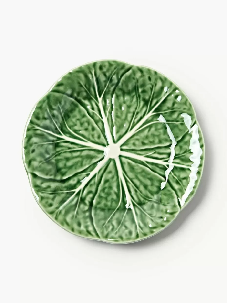 Teller-Bordallo Pinheiro Handbemalte Frühstücksteller Cabbage, 4 Stück