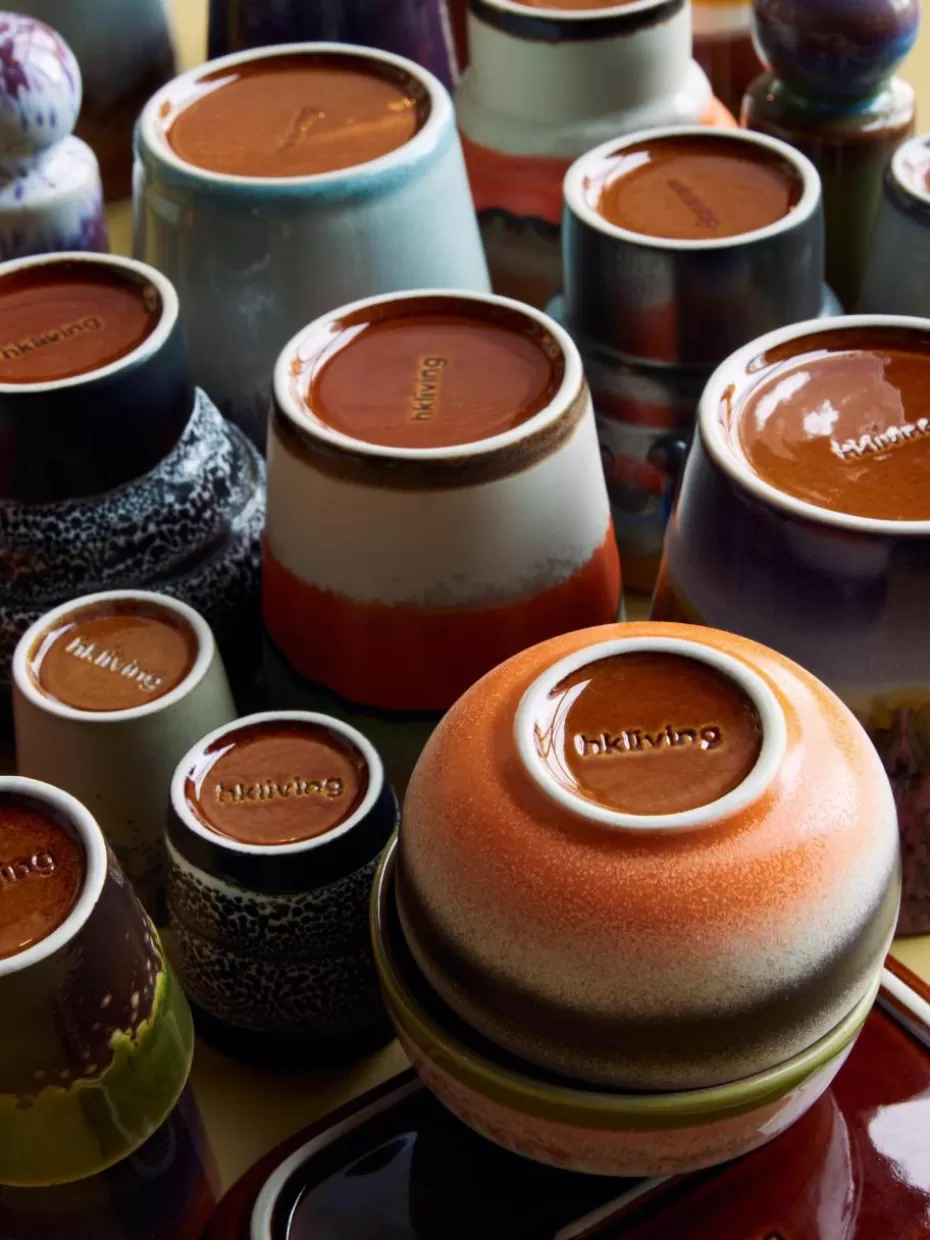 Geschirrserien-HKLIVING Handbemalte Keramik-Tassen 70's mit reaktiver Glasur, 4er-Set Mehrfarbig
