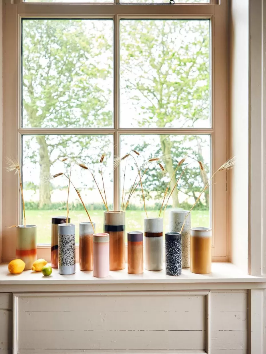 Vasen-HKLIVING Handbemalte Keramik-Vase 70's mit reaktiver Glasur, H 19 cm Orange, Lila
