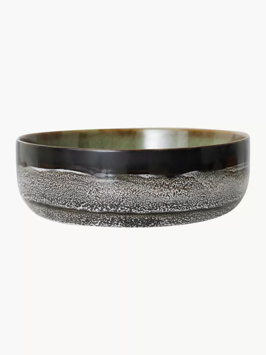 Servierplatten & Schüsseln | Geschirrserien-HKLIVING Handbemalte Schüssel 70's mit reaktiver Glasur Grautöne