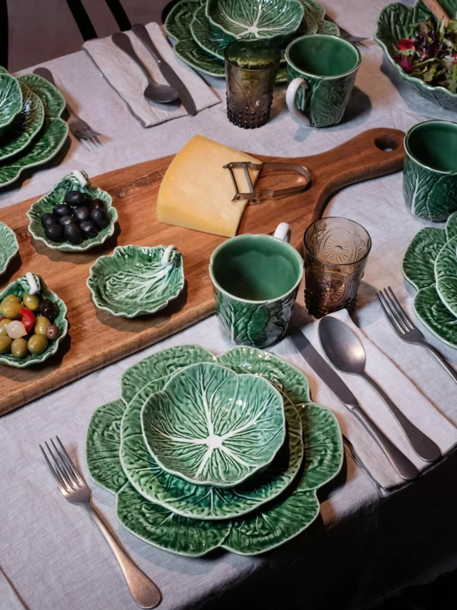 Teller-Bordallo Pinheiro Handbemalte Speiseteller Cabbage, 4 Stück