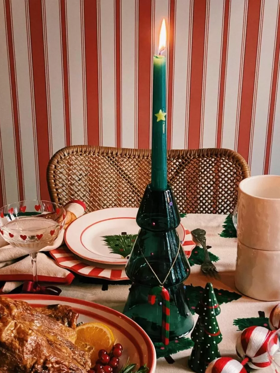 Weihnachtskerzen & Kerzenhalter | Glow-Up-Anna + Nina Handbemalte Stabkerzen Christmas Star, 2 Stück