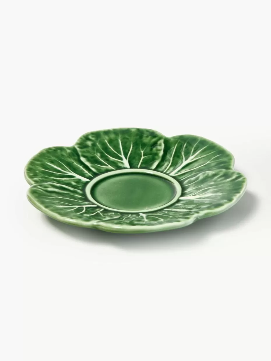 Tassen-Bordallo Pinheiro Handbemalte Tassen Cabbage mit Untertassen, 4 Stück