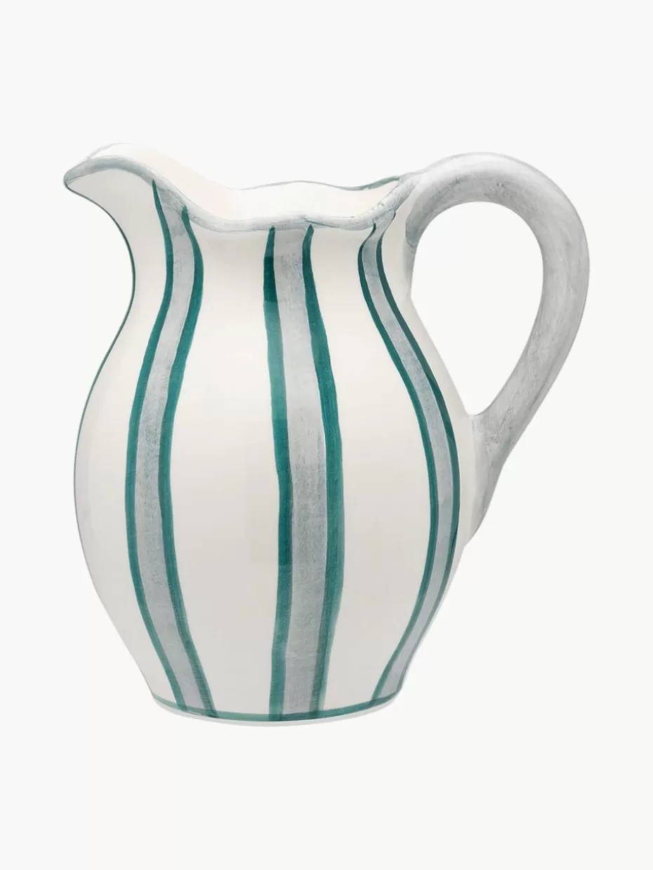 Kannen & Karaffen-Anna + Nina Handbemalter Krug Powder Striped, 1.5 L