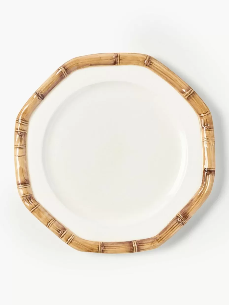 Teller-Les Ottomans Handbemalter Speiseteller Bamboo Off White, Beige