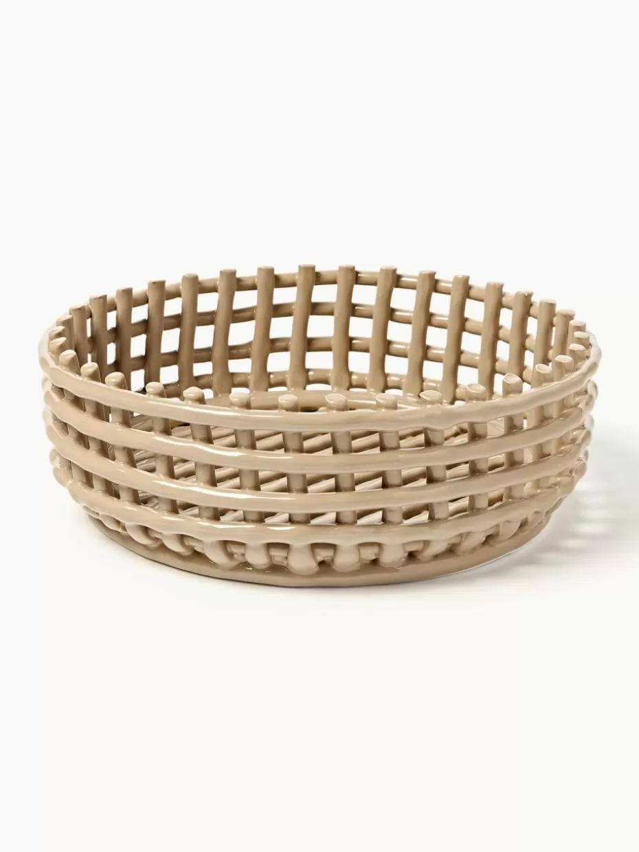 Dekoschalen-ferm LIVING Handgefertigte Deko-Schale Centrepiece aus Keramik Hellbeige