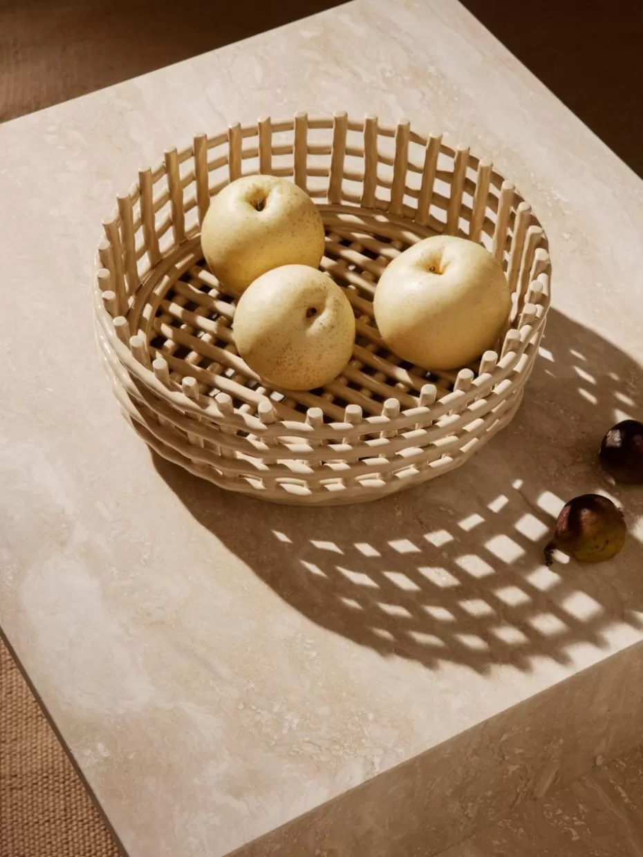 Dekoschalen-ferm LIVING Handgefertigte Deko-Schale Centrepiece aus Keramik Hellbeige
