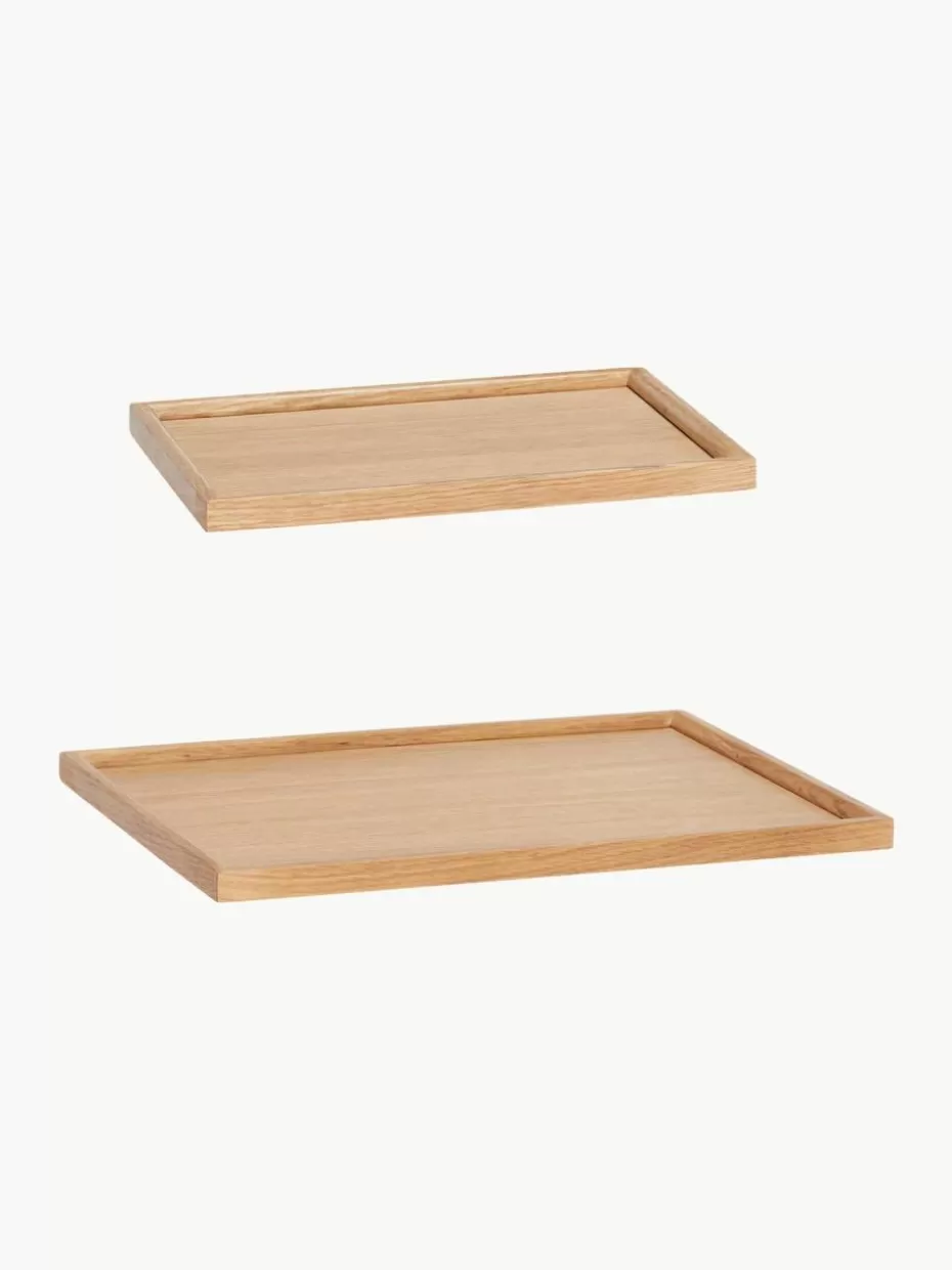 Dekotabletts-Hübsch Handgefertigte Deko-Tabletts Nature, 2er-Set