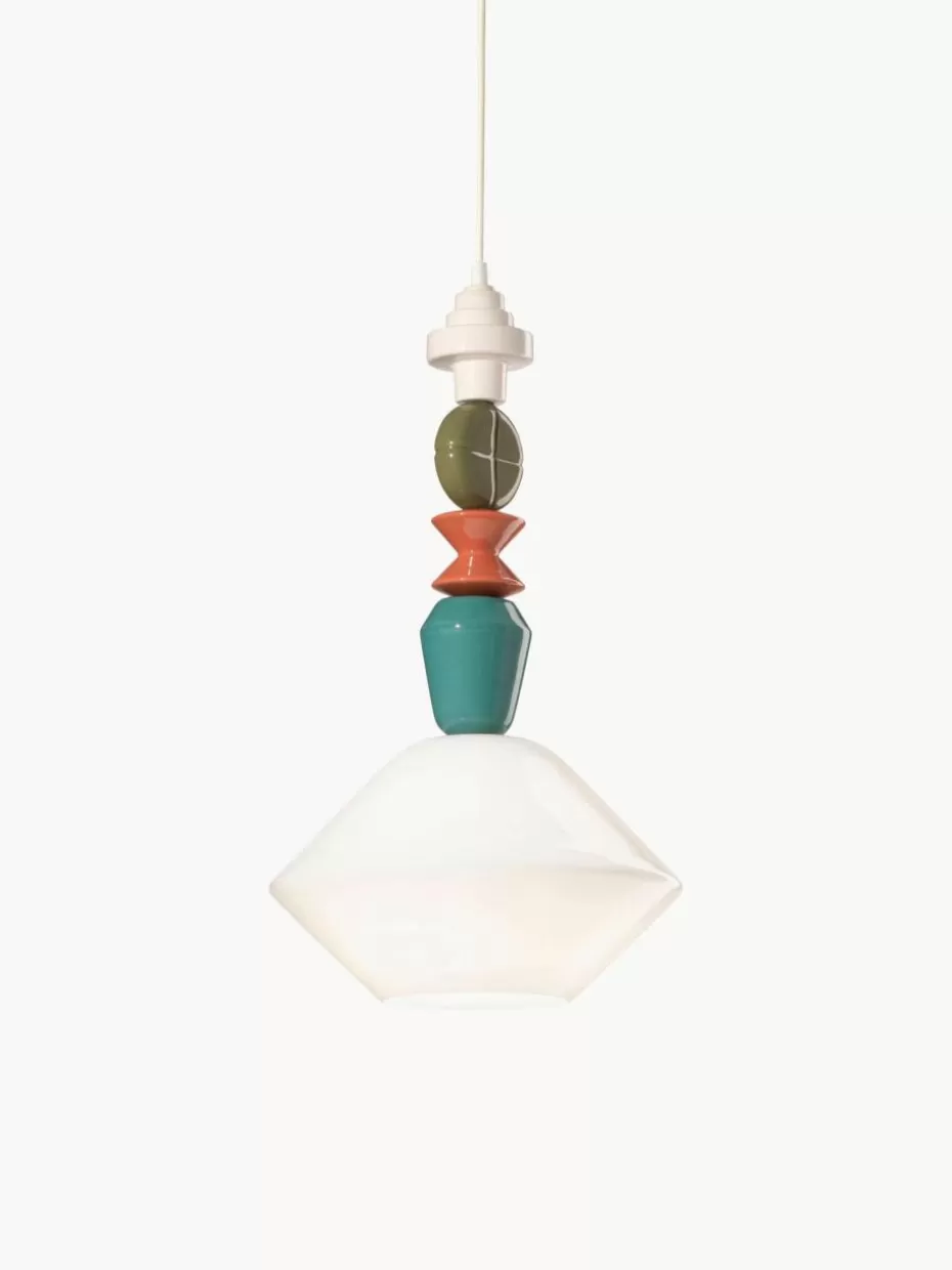 Pendelleuchten-Ferroluce Handgefertigte Design-Pendelleuchte Lariat Off White, Bunt