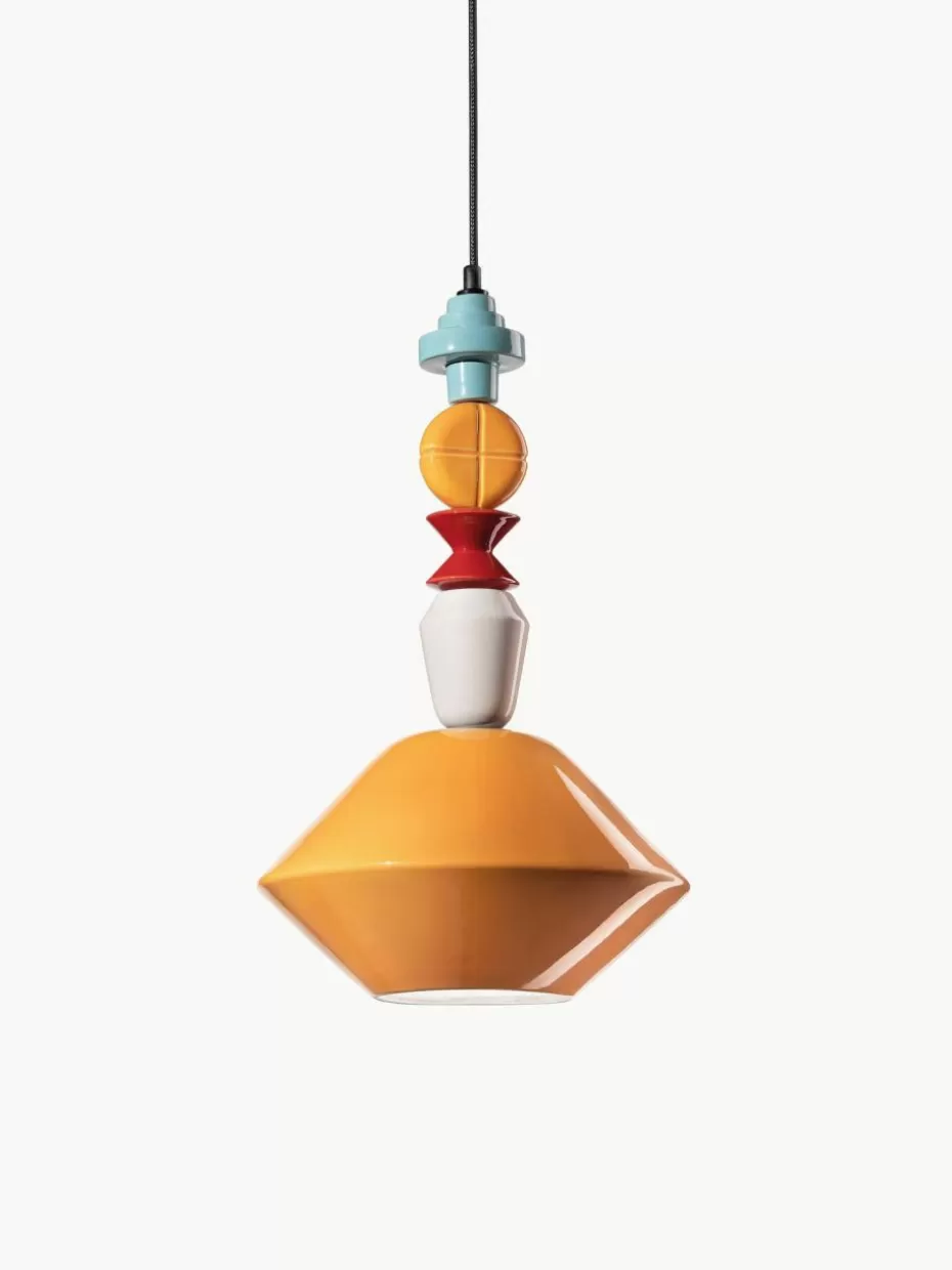 Pendelleuchten-Ferroluce Handgefertigte Design-Pendelleuchte Lariat Orange, Bunt