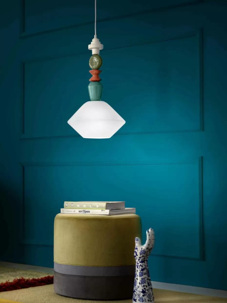 Pendelleuchten-Ferroluce Handgefertigte Design-Pendelleuchte Lariat Off White, Bunt