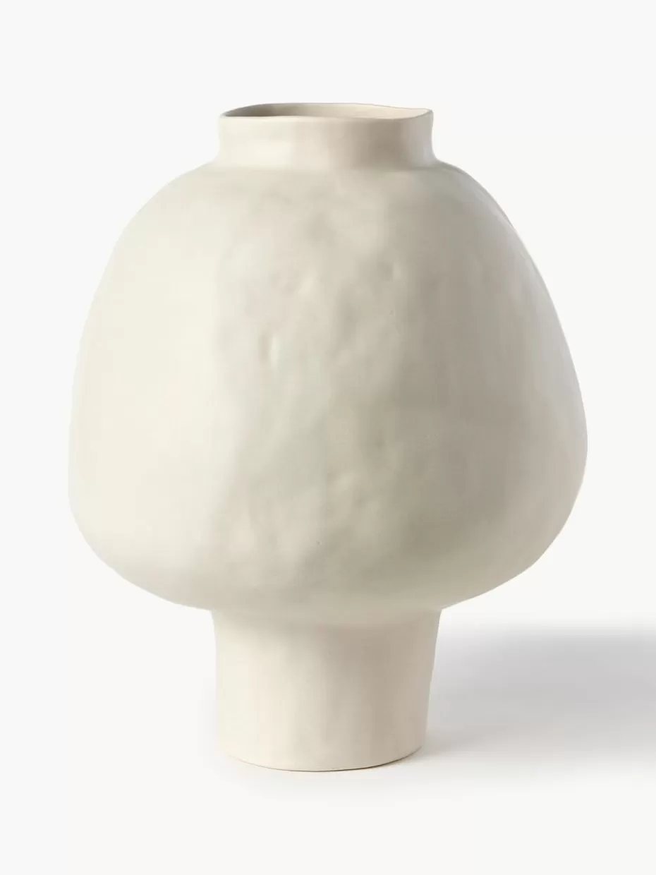 Vasen-Westwing Collection Handgefertigte Design-Vase Saki aus Steinzeug, H 40 cm Hellbeige, unifarben
