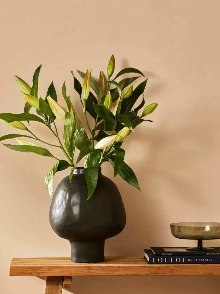 Vasen-Westwing Collection Handgefertigte Design-Vase Saki aus Steinzeug, H 40 cm Schwarz, unifarben