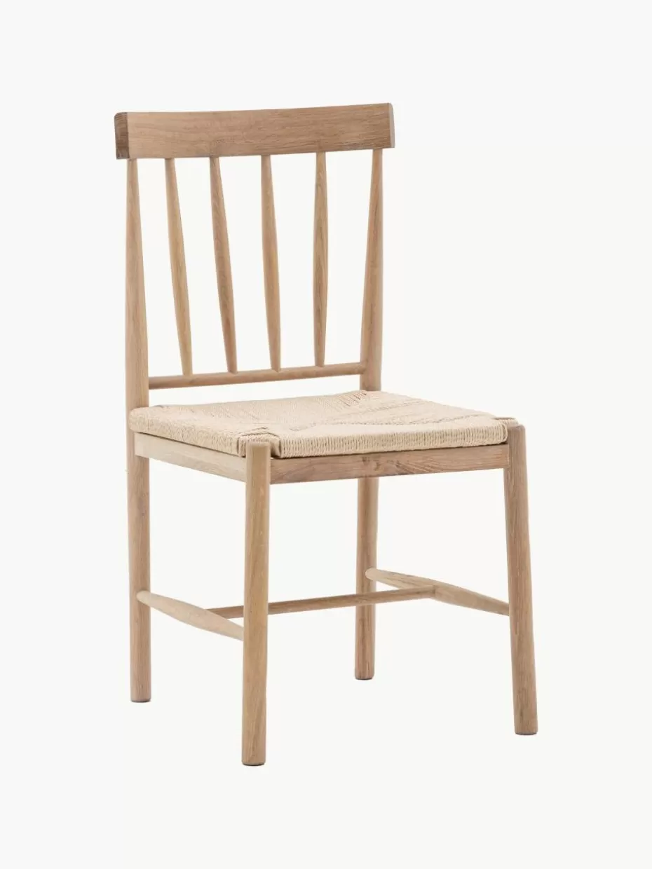 Stühle-Westwing Handgefertigte Eichenholz-Stühle Eton, 2 Stück Eichenholz, Hellbeige