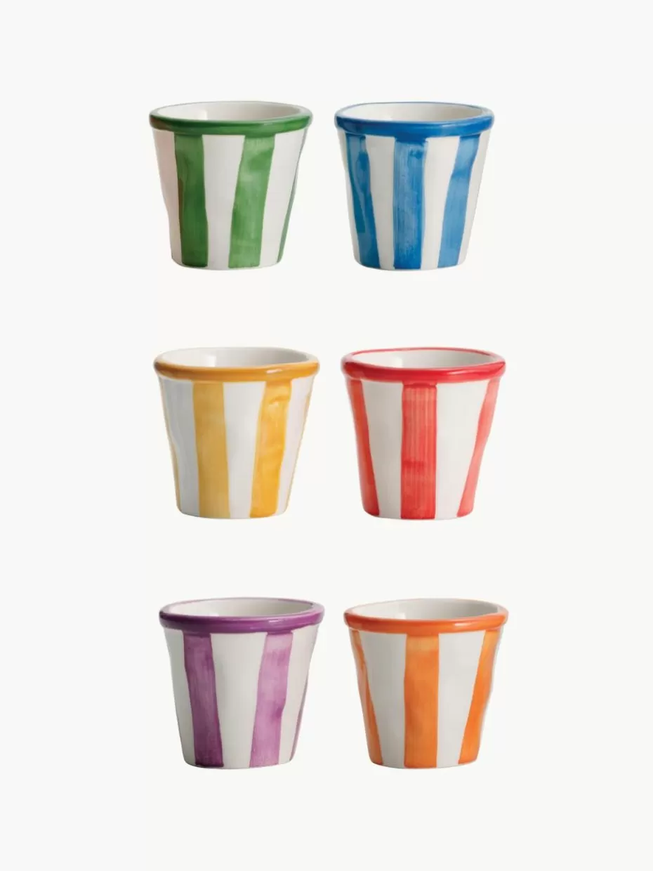 Tassen-Zafferano Handgefertigte Espressobecher Righe, 6er-Set